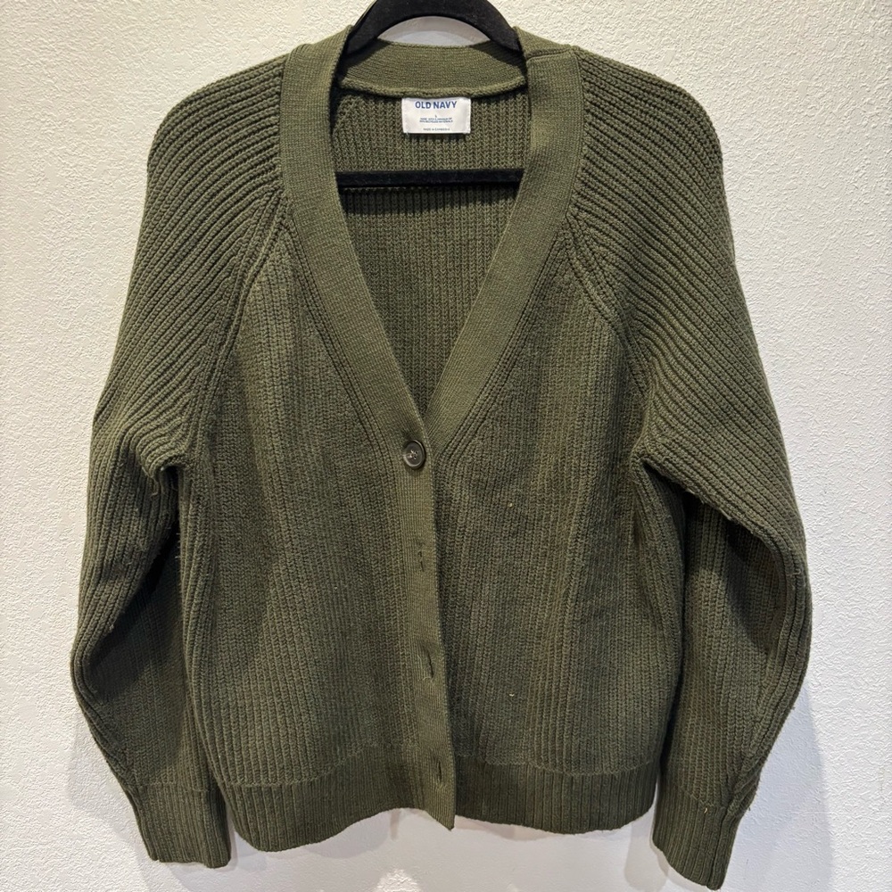 Old Navy Women's Forest Green Cardigan - L